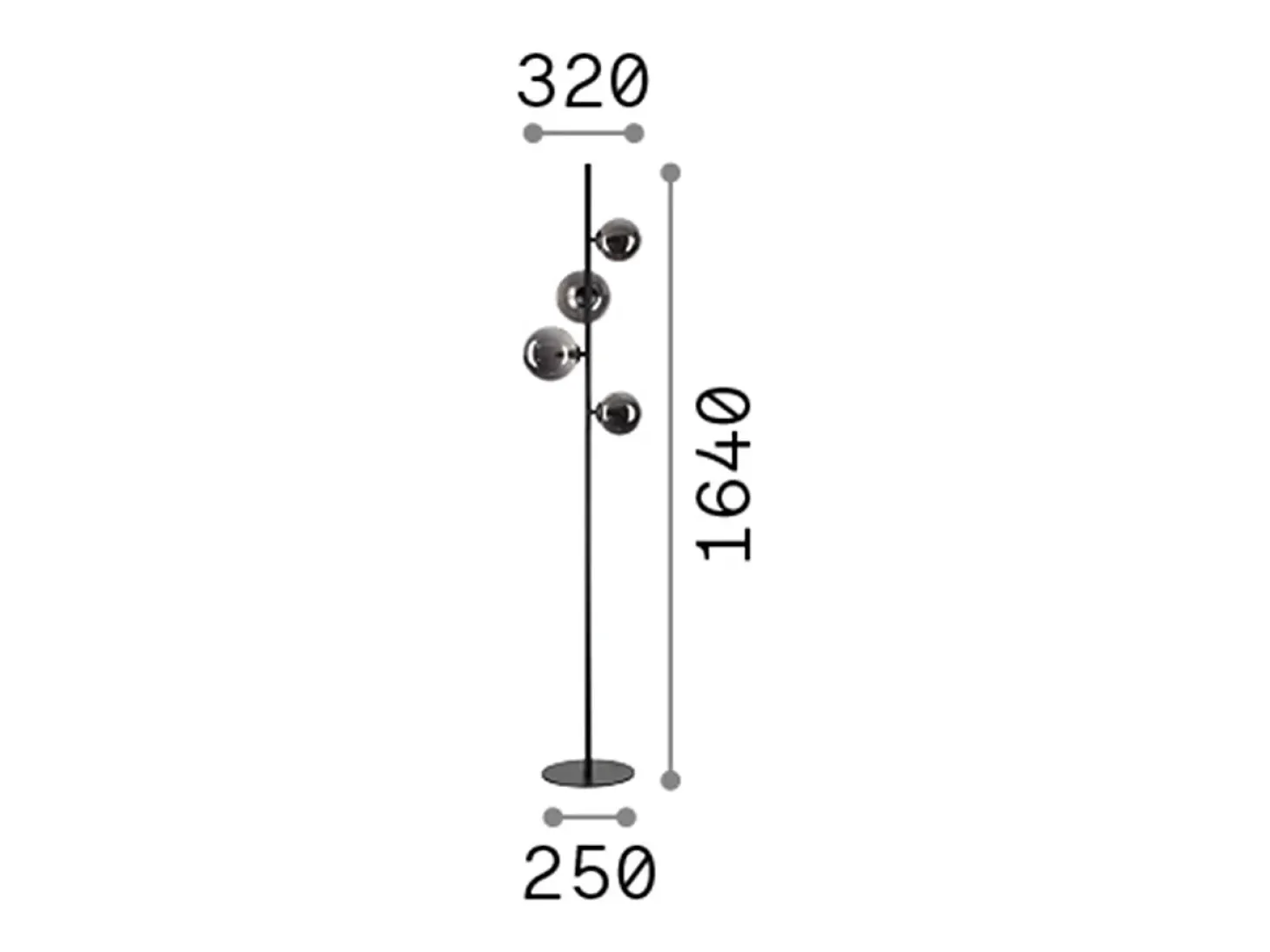 Piantana Contemporanea Perlage Metallo Nero 4 Luci G9 3W 3000K Luce Calda