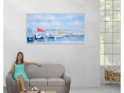 Pintura al óleo barcos pintados a mano