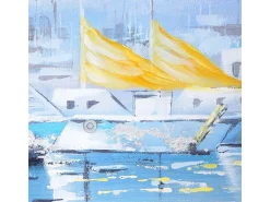 Pintura al óleo barcos pintados a mano