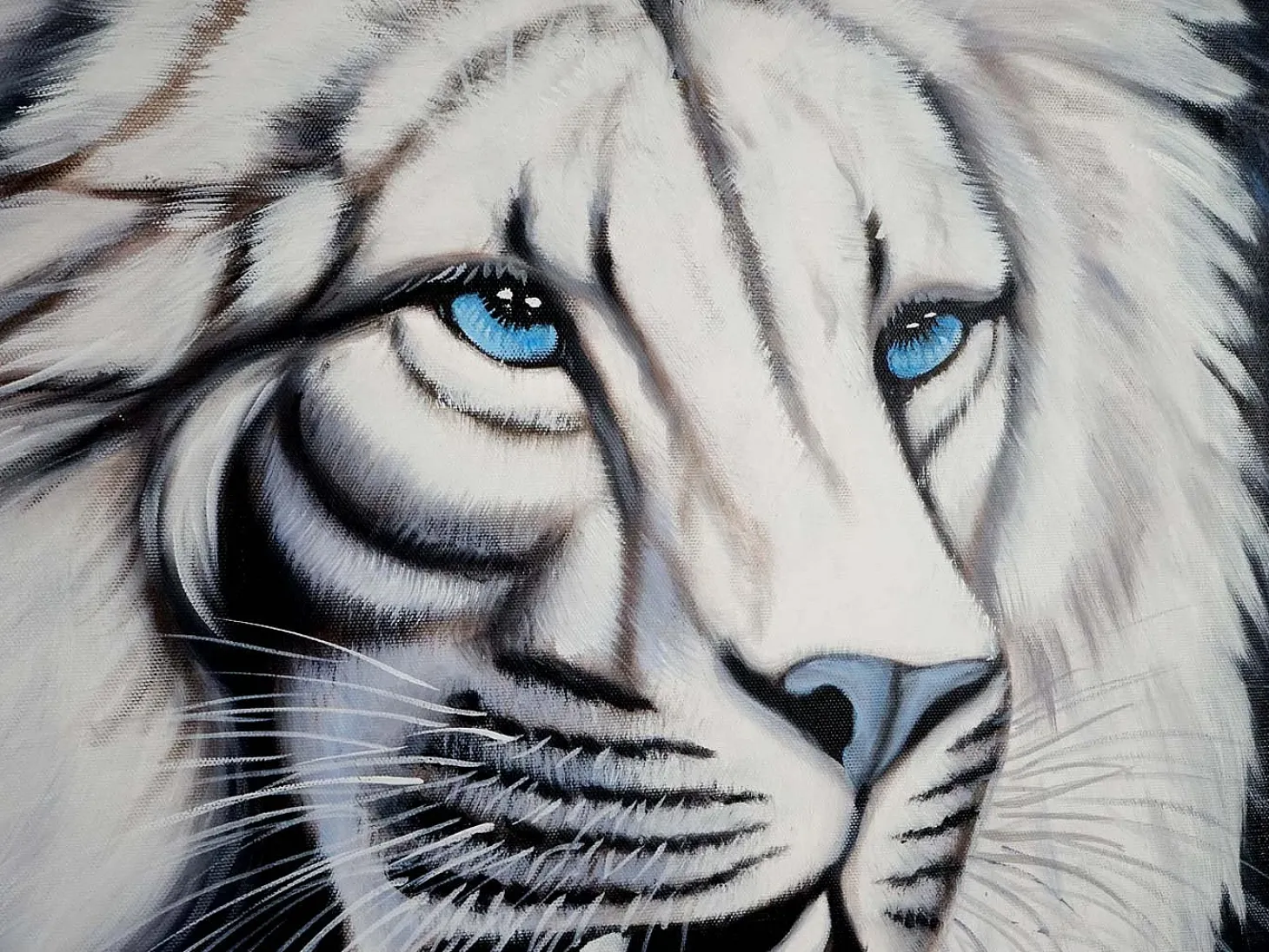 Pintura al óleo León blanco pintado a mano