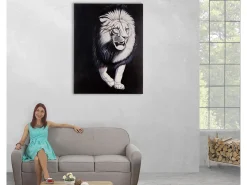Pintura al óleo León blanco pintado a mano