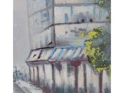 Pintura al óleo pueblo pintado a mano