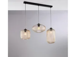 Pista Glamour negra con cristal ámbar decorado y cables eléctricos orientables, 3 luces