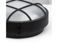 Plafón Circular para Exterior Ø220 mm Rejilla Negro