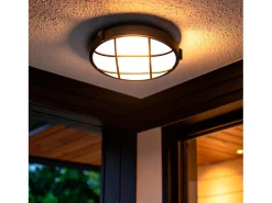 Plafón Circular para Exterior Ø220 mm Rejilla Negro