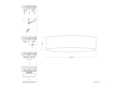 Plafón Circular Tela Ø500 mm Ranj Gris