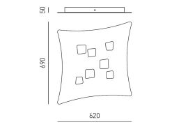Plafón Isotta moderno 7 luces GX53 blanco - Plafón curvo de metal 62x69cm, diseño geométrico, máx 7x8W, IP20, bombillas excluidas