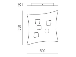 Plafón Isotta moderno 5 luces GX53 blanco - Plafón de metal curvo 50x55cm, diseño geométrico, máx 5x8W, IP20, bombillas excluidas
