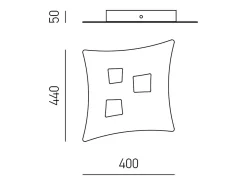 Plafón Isotta moderno 3 luces GX53 gris tórtola - Plafón curvo de metal 40x44cm, diseño geométrico, máx 3x8W, IP20, bombillas excluidas