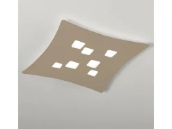 Plafón Isotta moderno 7 luces GX53 gris tórtola - Plafón curvo de metal 62x69cm, diseño geométrico, máx 7x8W, IP20, bombillas excluidas