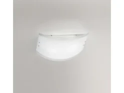 Plafón Lecce de cristal blanco satinado 32,5x23cm, 2 luces E27 max 42W, IP20, estructura de metal con detalles cromados, bombilla no incluida