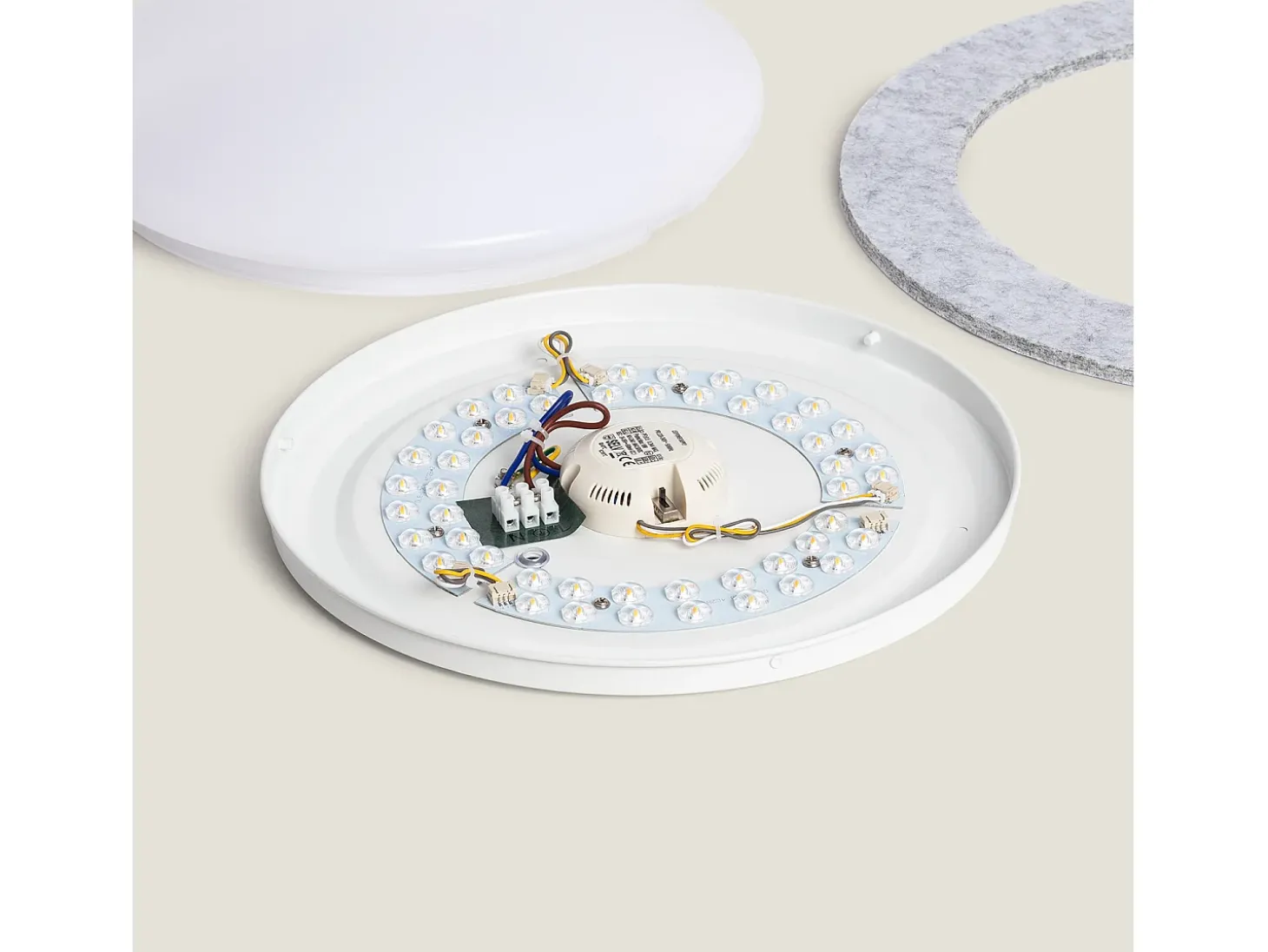 Plafón LED Acústico 18W Circular Fieltro Ø460 mm CCT Seleccionable Lezhan Gris