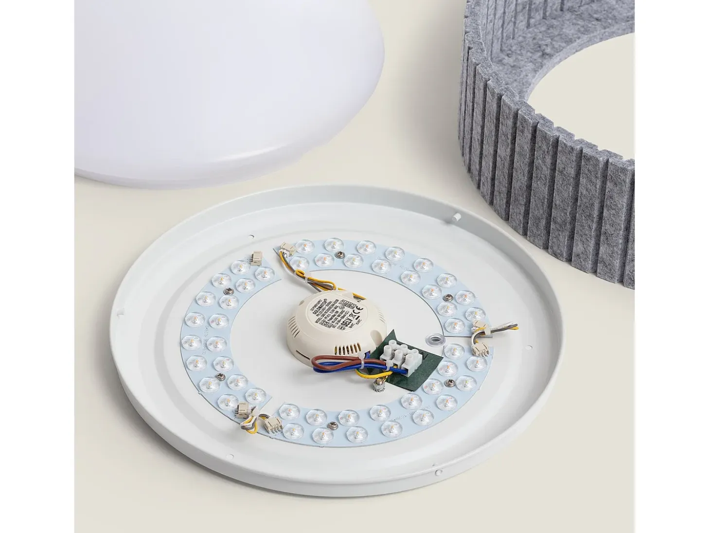 Plafón LED Acústico 18W Circular Fieltro Ø400 mm CCT Seleccionable Kaptyn Gris
