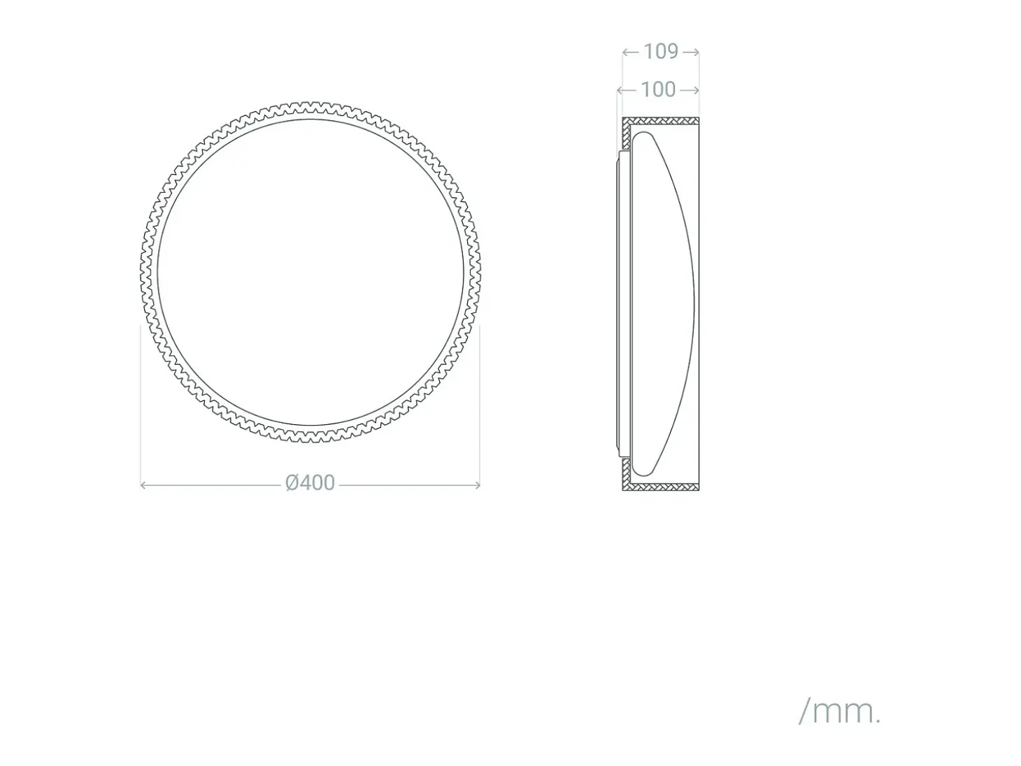 Plafón LED Acústico 18W Circular Fieltro Ø400 mm CCT Seleccionable Kaptyn Gris