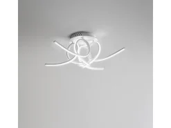 Plafón LED moderno Tosca P4 60W 3200lm luz cálida 3000K, diseño escultural, aluminio blanco satinado, IP20, difusor opal