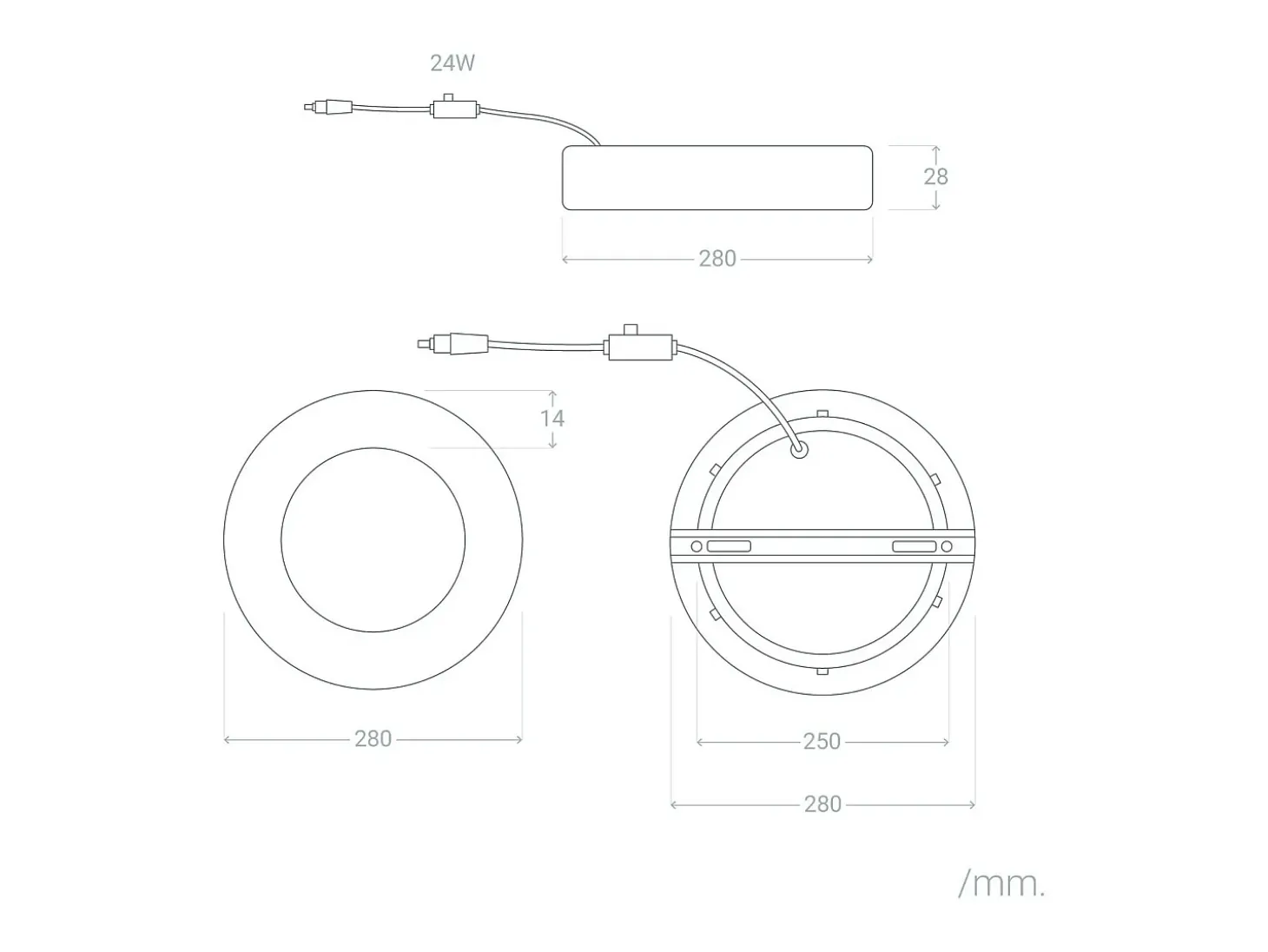 Plafón LED 24W Circular Aluminio Ø280 mm Slim CCT Seleccionable Galán SwitchDimm Blanco