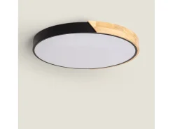 Plafón LED 36W Circular Madera Ø500 mm CCT Seleccionable Semi-Dari Negro