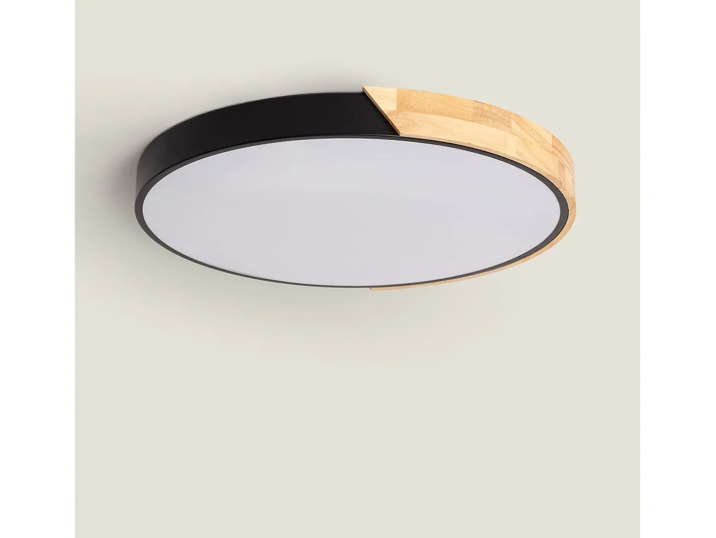 Plafón LED 36W Circular Madera Ø500 mm CCT Seleccionable Semi-Dari Negro