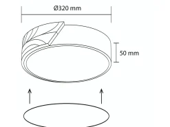 Plafón LED 18W Circular Madera Ø320 mm CCT Seleccionable Semi-Dari Negro