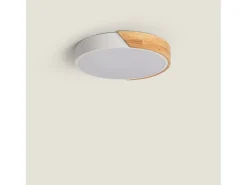Plafón LED 18W Circular Madera Ø320 mm CCT Seleccionable Semi-Dari Blanco