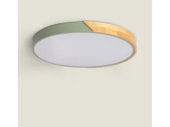 Plafón LED 36W Circular Madera Ø500 mm CCT Seleccionable Semi-Dari Verde