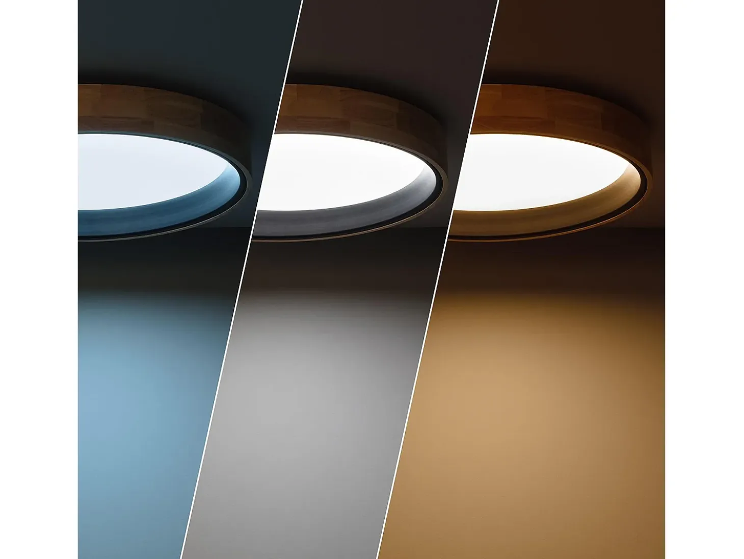 Plafón LED 30W Circular Madera Ø570 mm CCT Seleccionable Dari Negro