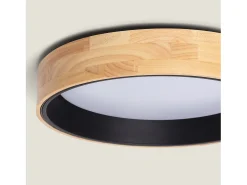 Plafón LED 30W Circular Madera Ø570 mm CCT Seleccionable Dari Negro