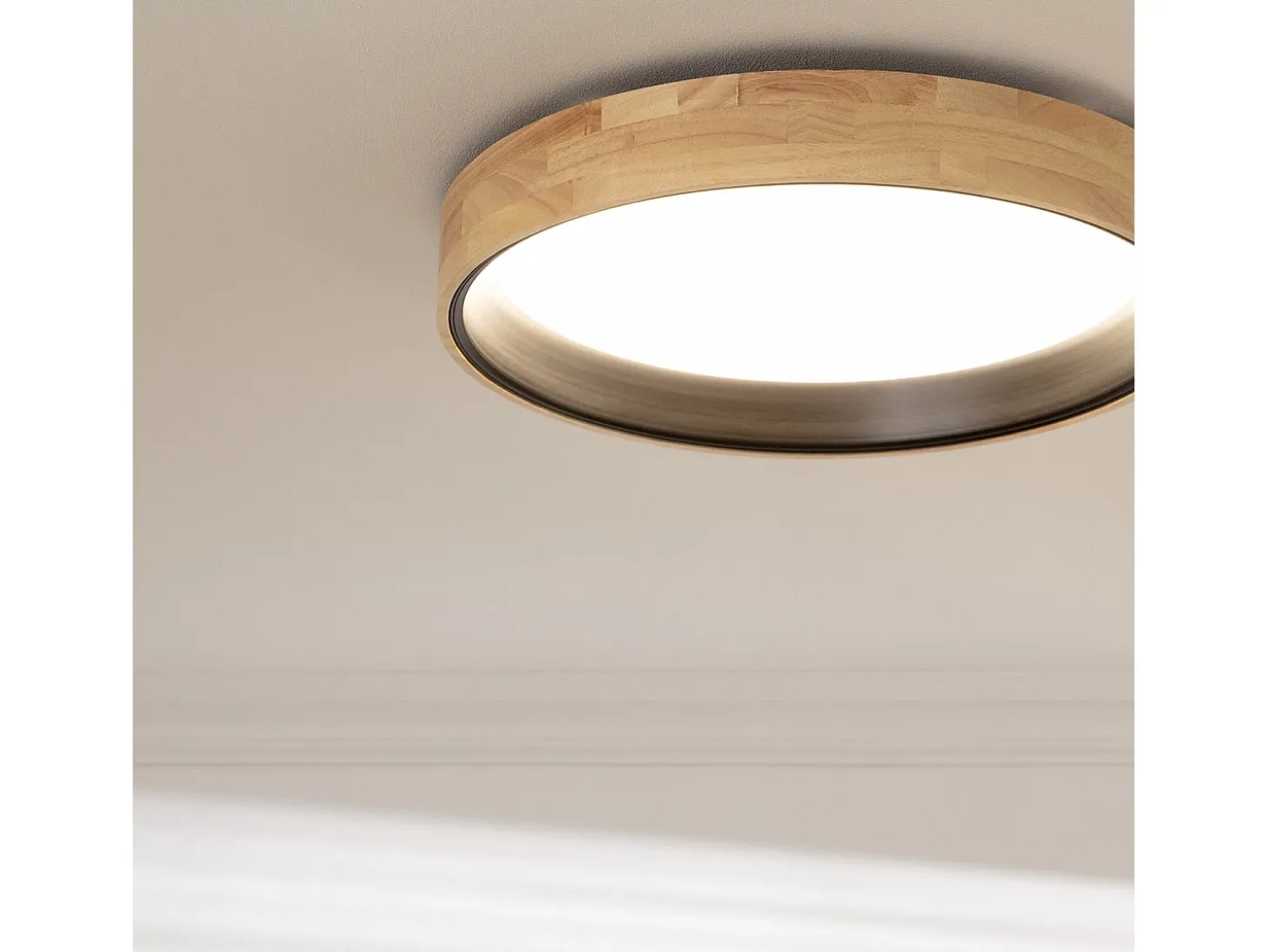 Plafón LED 30W Circular Madera Ø570 mm CCT Seleccionable Dari Negro