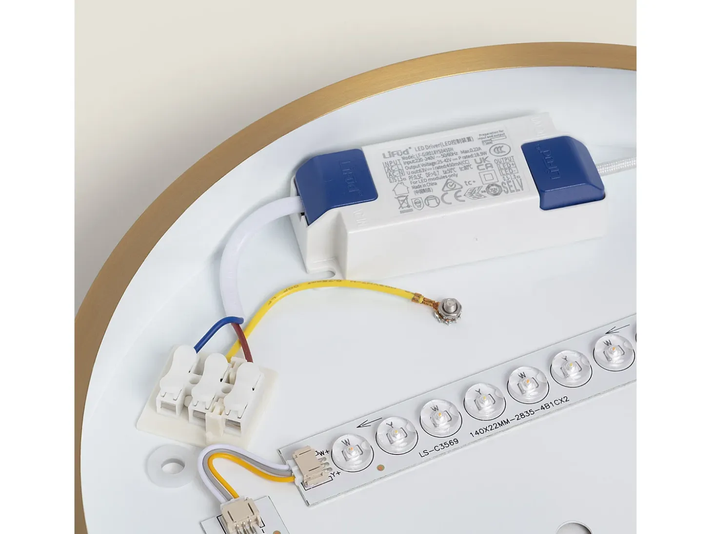 Plafón LED 18W Circular Metal Ø300 mm CCT Seleccionable Haydn Dorado
