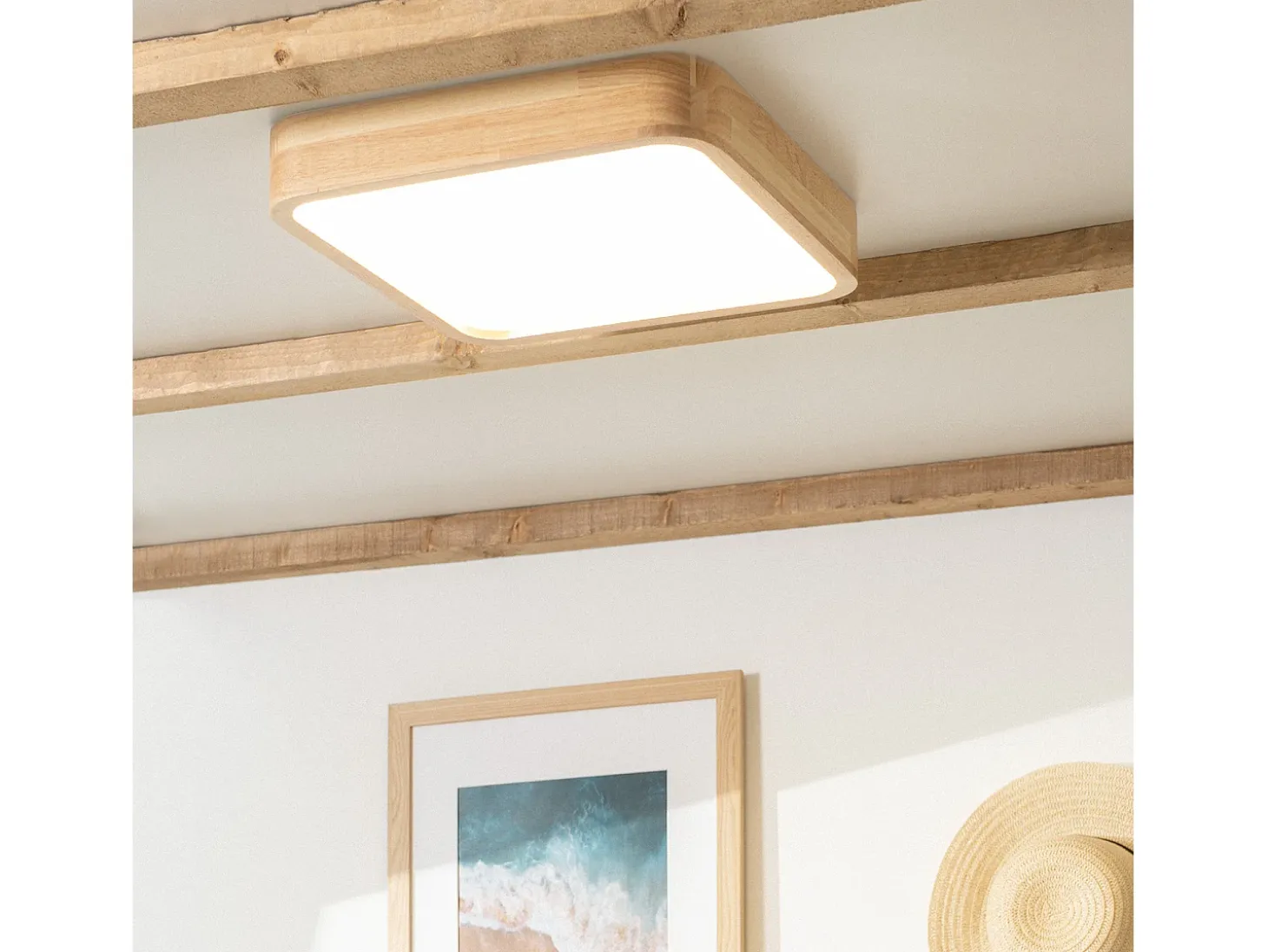 Plafón LED 20W Cuadrado Madera 400x400 mm CCT Seleccionable Kayu Madera