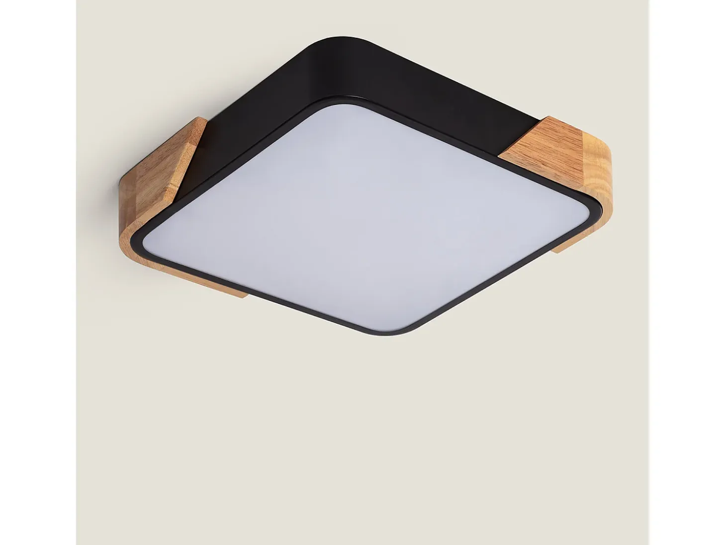 Plafón LED 18W Cuadrado Madera 325x325 mm CCT Seleccionable Semi-Dari Negro