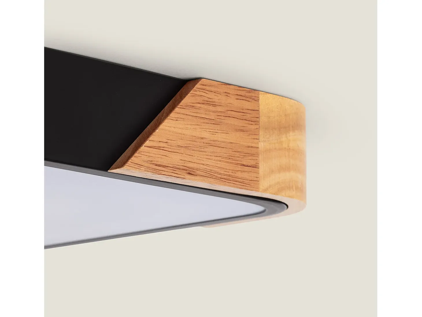Plafón LED 18W Cuadrado Madera 325x325 mm CCT Seleccionable Semi-Dari Negro