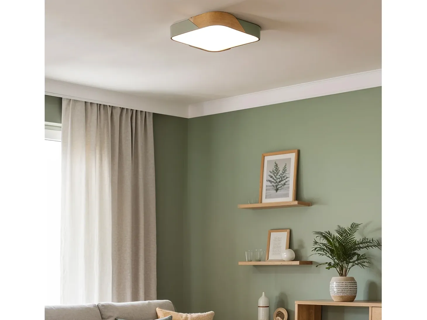 Plafón LED 18W Cuadrado Madera 325x325 mm CCT Seleccionable Semi-Dari Negro