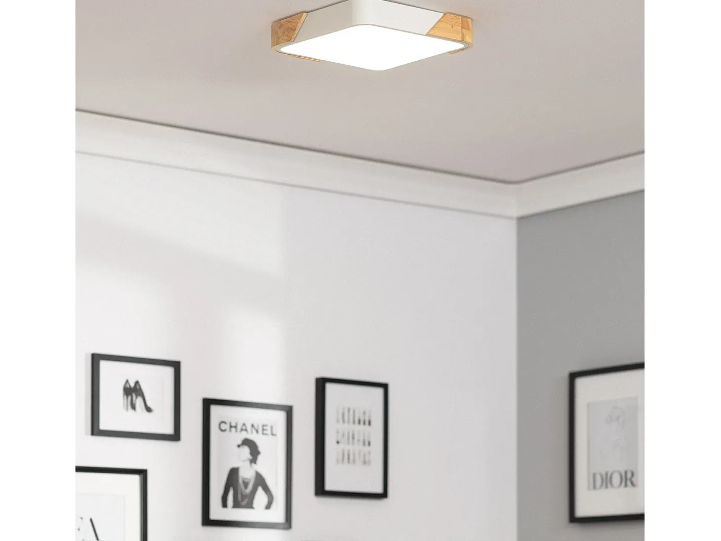 Plafón LED 18W Cuadrado Madera 325x325 mm CCT Seleccionable Semi-Dari Blanco