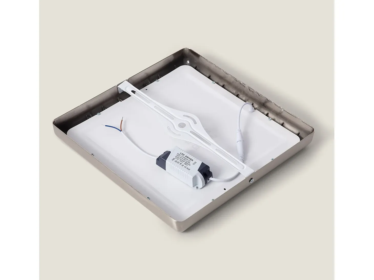Plafón LED 24W Cuadrado Metal 300x300 mm Design Silver 3000K Blanco Cálido