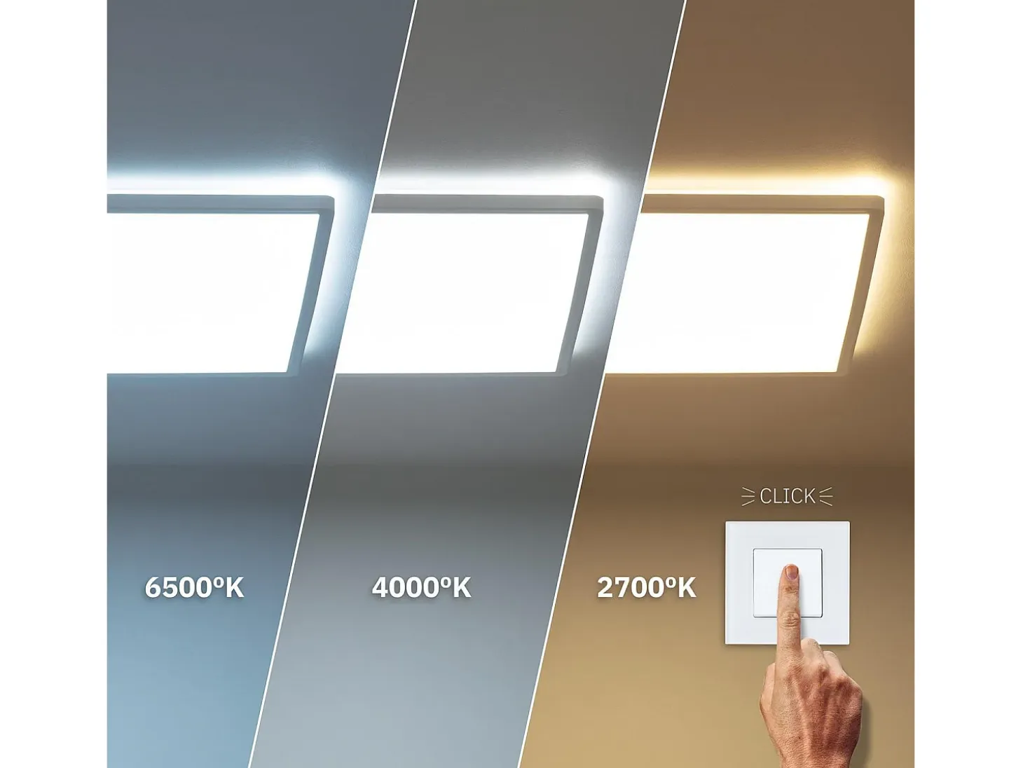 Plafón LED 24W Cuadrado SwitchCCT Seleccionable 420x420 mm Doble Cara Seleccionable (Cálido-Neutro-Frío)