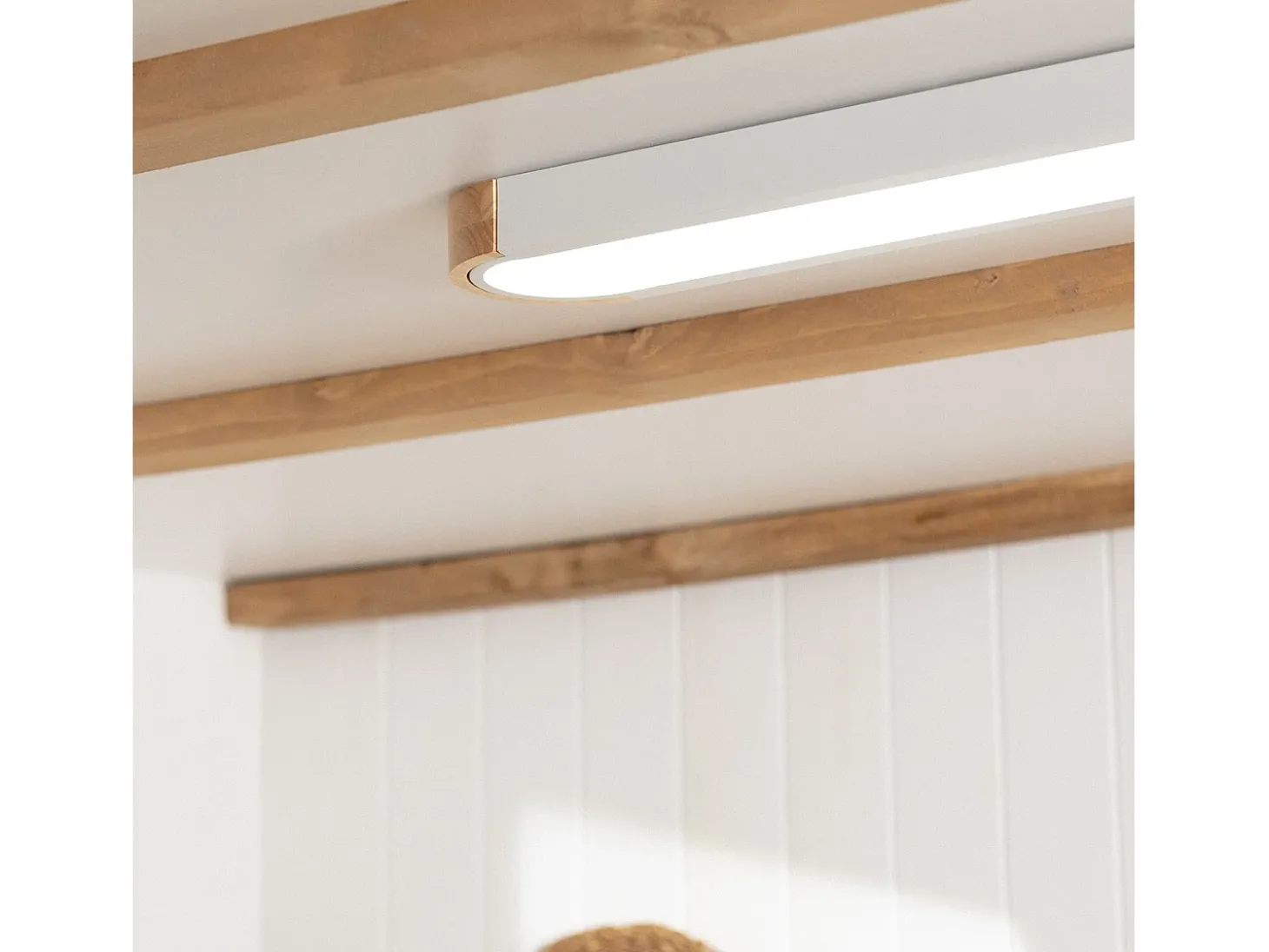 Plafón LED 18W Madera y Metal 140x650 mm CCT Seleccionable Dari Lang Blanco