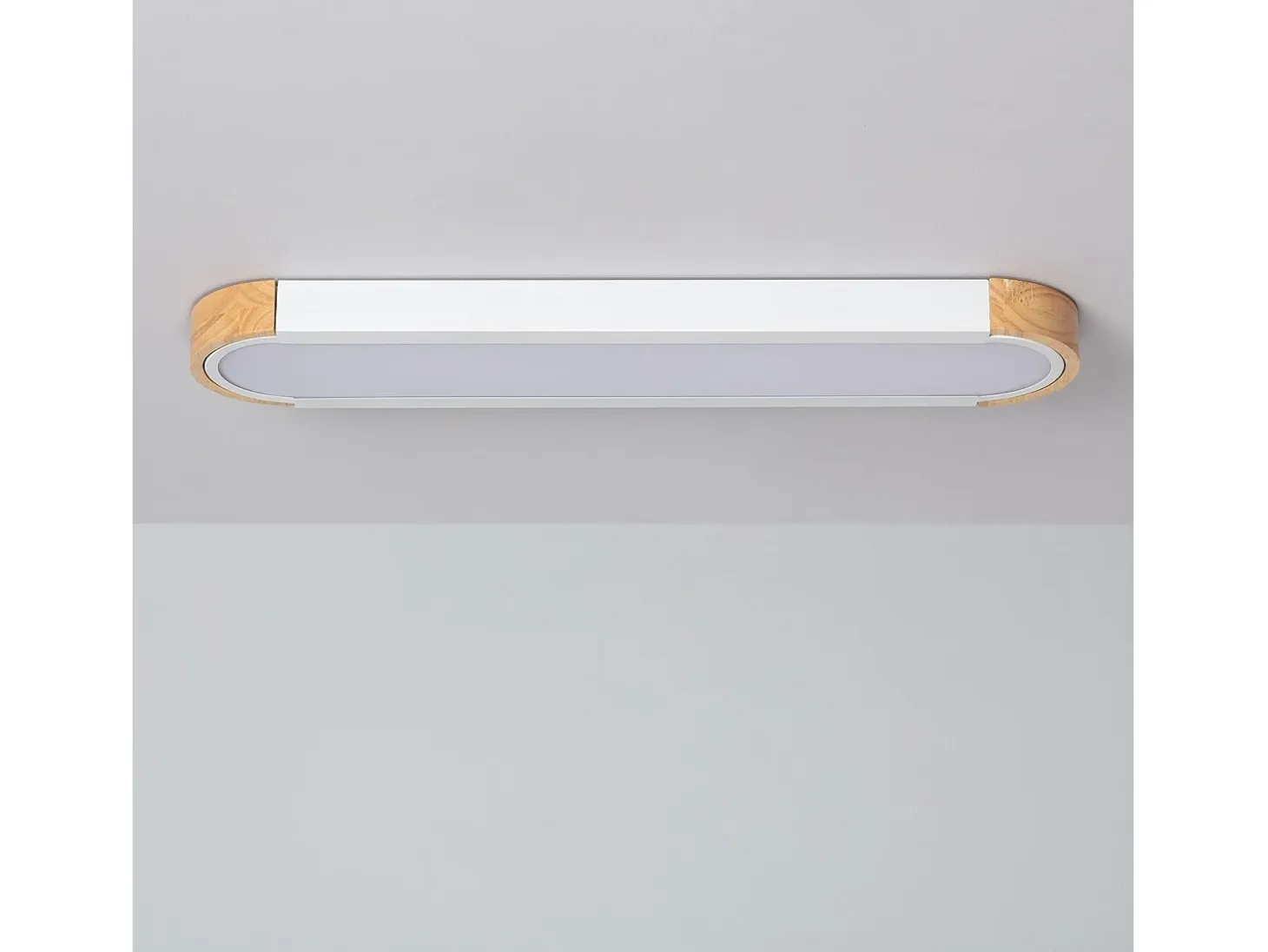 Plafón LED 18W Madera y Metal 140x650 mm CCT Seleccionable Dari Lang Blanco