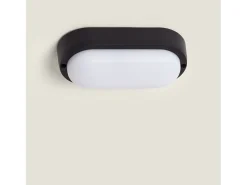 Plafón LED 15W Oval para Exterior 85x173 mm IP65 Black 3000K Blanco Cálido