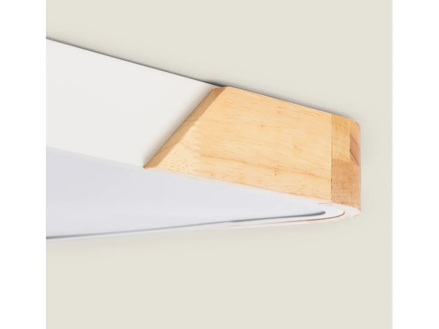 Plafón LED 30W Rectangular Madera y Metal 625x425 mm CCT Seleccionable Semi-Dari Blanco
