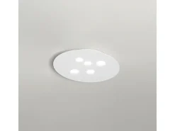 Plafón Luna de metal blanco 60x50cm, 5 luces GX53 máx 5x8W, IP20, diseño moderno redondo, bombillas no incluidas