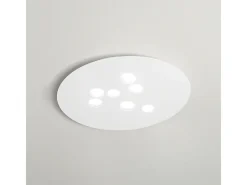 Plafón Luna de metal blanco 72,5x60cm, 7 luces GX53 máx 7x8W, IP20, diseño moderno redondo, bombillas no incluidas