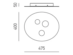 Plafón Luna de metal blanco 47,5x40cm, 3 luces GX53 máx 3x8W, IP20, diseño moderno redondo, bombillas no incluidas