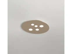 Plafón Luna de metal gris tórtola 60x50cm, 5 luces GX53 máx 5x8W, IP20, diseño moderno redondo, bombillas no incluidas