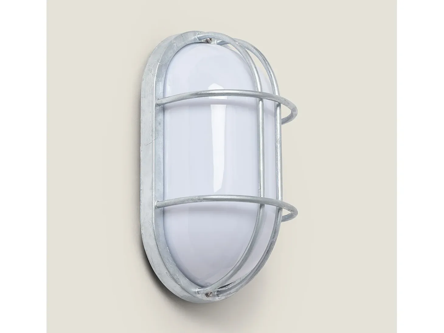 Plafón Oval para Exterior 260x146 mm Fjord Acero Galvanizado Plateado