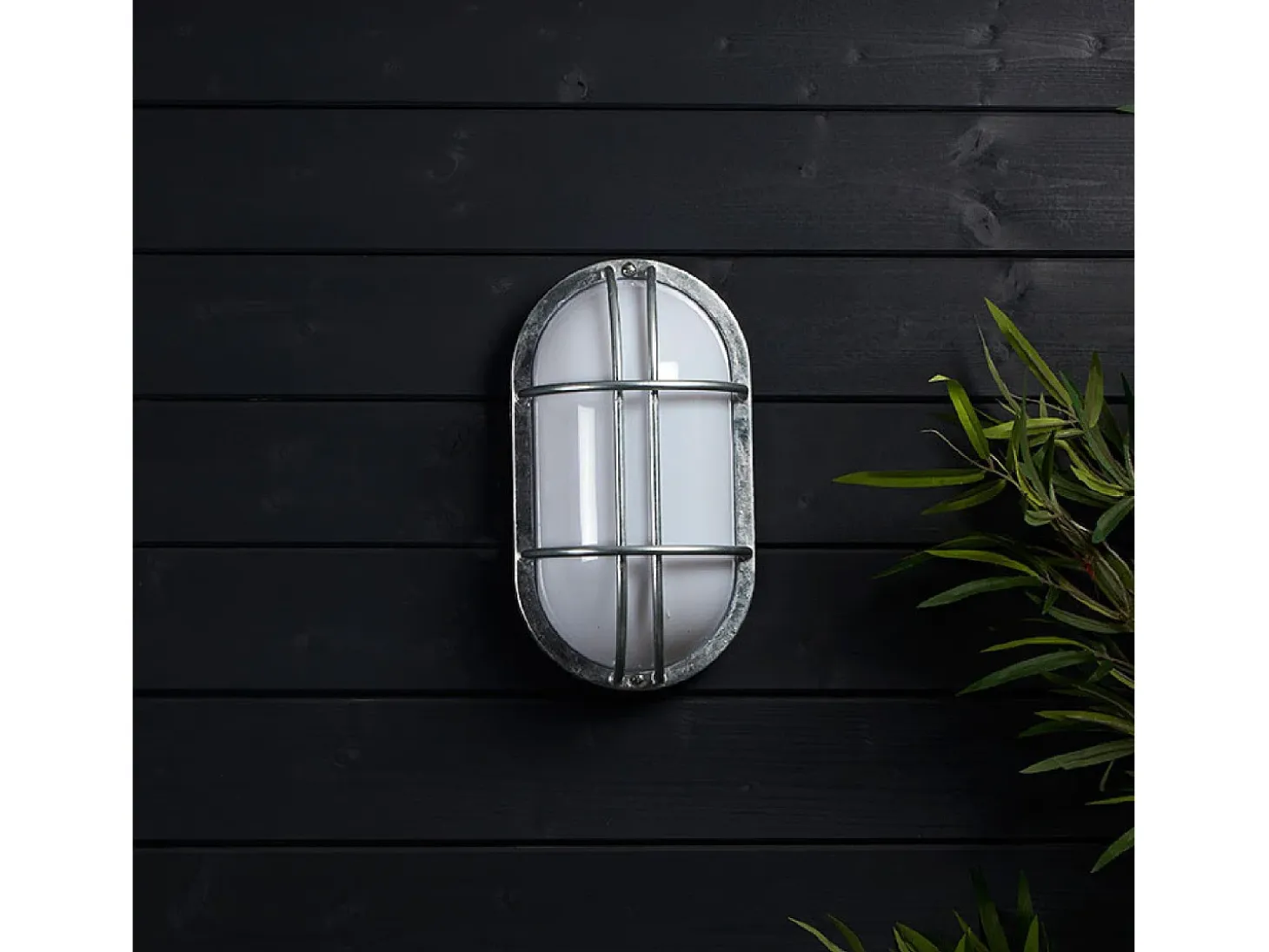 Plafón Oval para Exterior 260x146 mm Fjord Acero Galvanizado Plateado