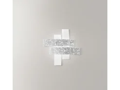Plafón pequeño Lara de cristal blanco con detalles en pan de plata 50x50xm, 2 luces E27, IP20, máx 2x52W, estilo moderno, bombillas excluidas