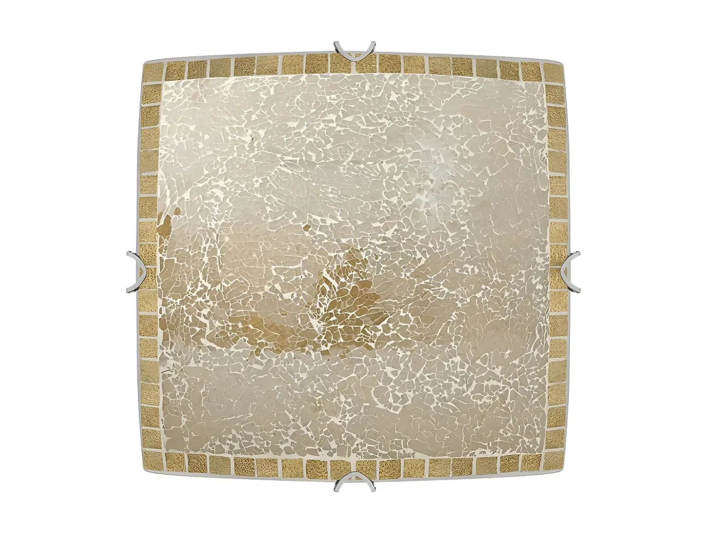 Plafon Cuadrado Modelo Tenor De 3 Luces Mosaico Dorado