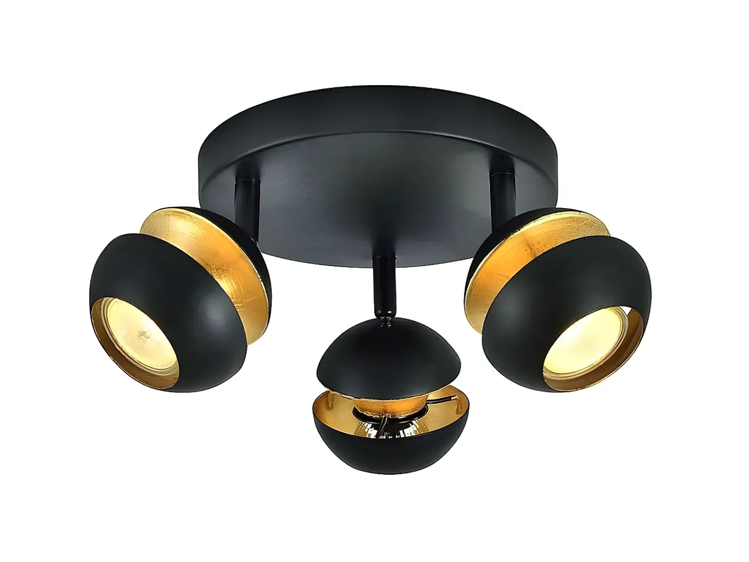 Plafon De 3 Focos Para Baño Modelo Beethoven Negro/oro