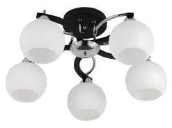 Plafon Pissis Negro De 5 Luces Con Tulipa Blanca